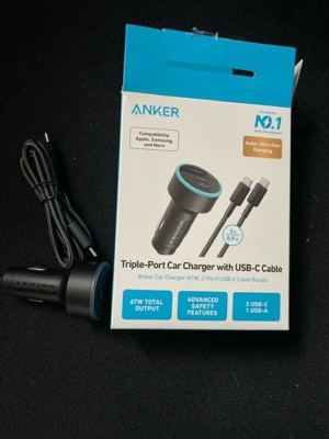 Anker 3-port 67w Car Charger With 3' Usb-c To Usb-c Cable - Black : Target