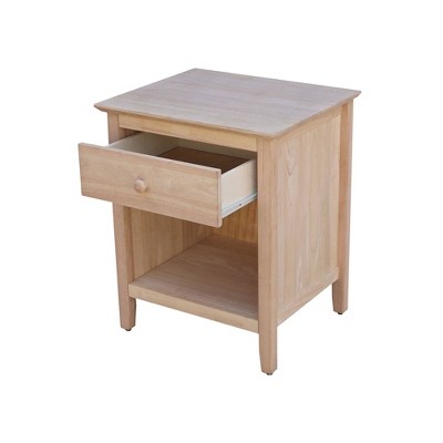 Light Wood 1-Drawer Nightstand with Tapered Legs