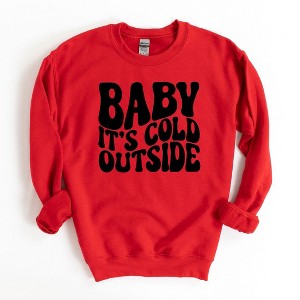 Simply Sage Market Women's Graphic Sweatshirt Baby It's Cold Outside Wavy - 1 of 2