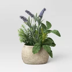 11.5" Artificial Herb Dish Garden in Pot Green/Purple - Threshold™ designed with Studio McGee