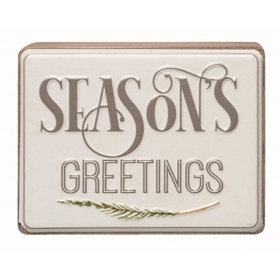 Transpac Wood White Christmas Embossed Greeting Sign