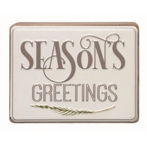Transpac Wood White Christmas Embossed Greeting Sign - 1 of 2