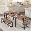 5-Piece Extendable Dining Table Set for 4-8 People with 2 Benches and 2 Square Stools – Mid-Century Kitchen Table - 4 of 4