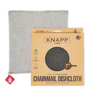 BBQ-AID Chainmail Dishcloth 7”x5” - Replace Your Dirty Sponge - All Purpose Kitchenware, Pots & Pans Cleaner - Lasts a Lifetime - 1 of 4