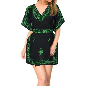 HAPPY BAY Women's Beachwear Summer Holiday Swimwear Mini Swim Suit Beach Dress Short Front Tie Bathing Suit Cover Ups Large-X-Large Black Solid - 1 of 4