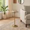 Elegant End Table, Side Table, or Small Night Stand for Room Decor - Slim Metal Drink Table with Marble Top and Trumpet Base - 2 of 4