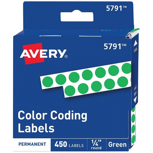 Avery Permanent Self-adhesive Round Color-coding Labels 1/4" Dia Green