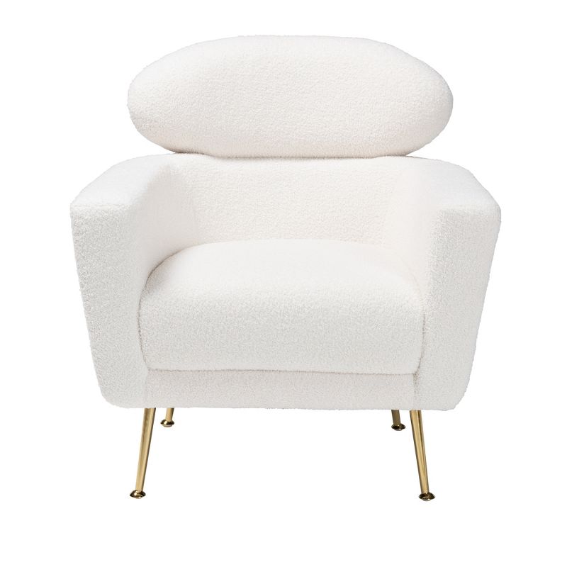 Baxton Studio Fantasia Modern and Contemporary Ivory Boucle Upholstered and Gold Metal Armchair, 3 of 11