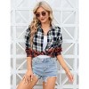 WhizMax Womens Plaid Shirts Button Down Color Block Long Sleeve Patchwork Lightweight Shirts Blouse Top Shacket Jacke - 3 of 4