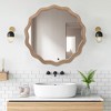 Whisen Round Scalloped Wavy Wall Mirror, Modern Decorative Bathroom or Entryway Mirror, 23.63” - Antique Natural - 2 of 4