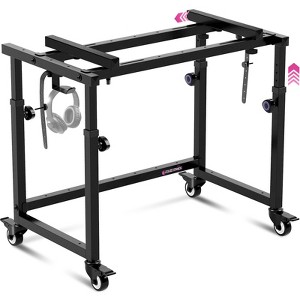 Liquid Stands Piano Keyboard Stand Music Studio Desk - Electric Pianos Synths for 49 54 61 88 Key - Rolling Home Recording Studio Workstation DJ Table - 1 of 4
