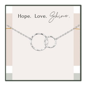 HOPE LOVE SHINE 2 Interlocking Circles Necklace Sterling Silver Gold - Eternity Circles Necklace - 1 of 4