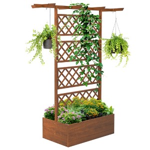 Gulches 63" x 21.75" x 72" Wood Planter with Trellis, Raised Garden Bed Privacy Screen for Climbing Plants - 1 of 4