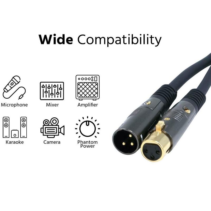Monoprice XLR Male to XLR Female Cable [Microphone & Interconnect] - 1.5 Feet | Gold Plated, 16AWG - Premier Series, 3 of 5