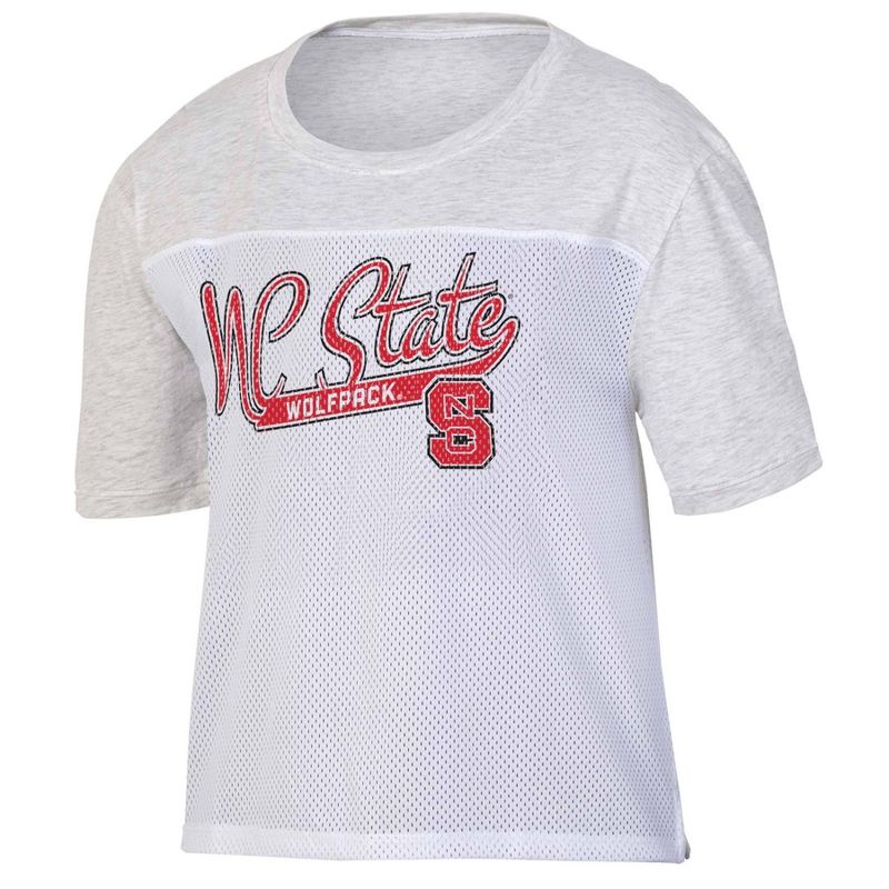 NCAA NC State Wolfpack Women&#39;s White Mesh Yoke T-Shirt, 1 of 4