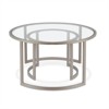 Metal Two Tier Glass Top Nickel and Gray Coffee Table - Henn&Hart - image 3 of 4