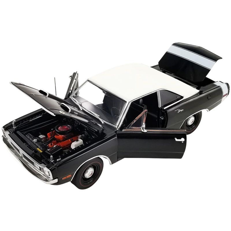 1970 Dodge Dart Swinger 340 Black with White Vinyl Top and White Tail Stripe Ltd Ed to 536 pcs 1/18 Diecast Model Car by ACME, 2 of 7