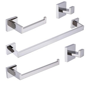 Itopfox 5 Piece Bathroom Hardware Set Chrome Stainless Steel Includes 23.6 in Towel Bar Toilet Paper Holder Towel Ring 2 Robe Hooks - 1 of 4