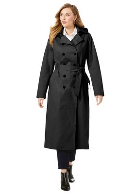 Jessica London Women's Plus Size Double Breasted Long Trench Coat