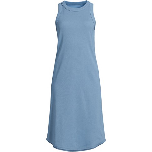 Lands' End Women's Petite Cotton Rib Sleeveless Midi Tank Dress - Medium -  Deep Sea Navy : Target