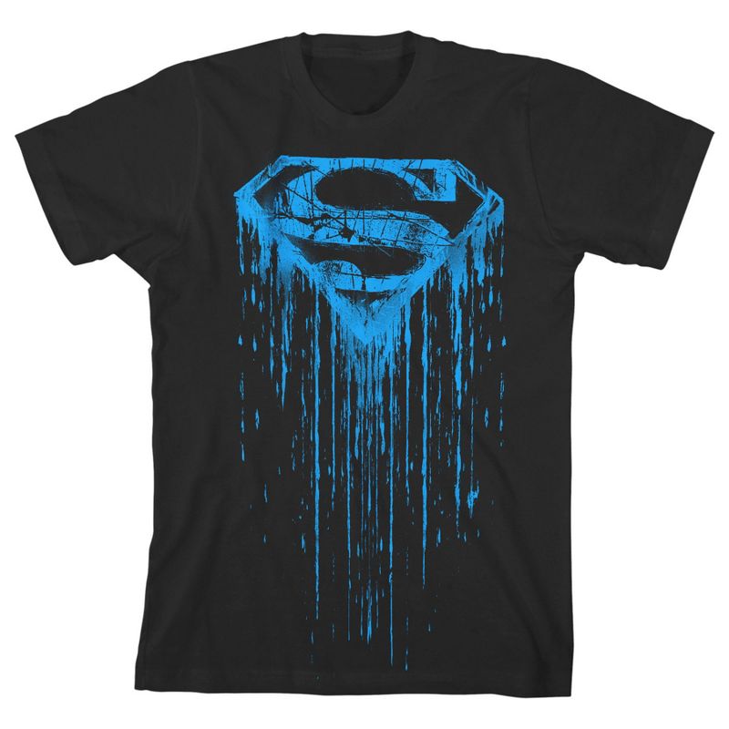 Superman Grunge Style S Logo Black Graphic Tee Toddler Boy to Youth Boy, 1 of 2
