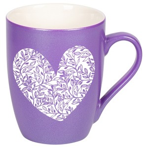 Elanze Designs Heart Leaf Passion Purple 10 ounce New Bone China Coffee Cup Mug - 1 of 1
