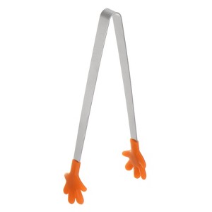 Unique Bargains Stainless Steel Silicone Tips Hand Shape Kitchen Cooking Food Tongs - 1 of 4