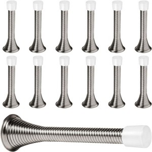 Attop 12-Pack Heavy Duty Spring Door Stops - Flexible Satin Nickel Door Stopper with Safe Rubber Tips, Protect Walls & Doors - 1 of 4