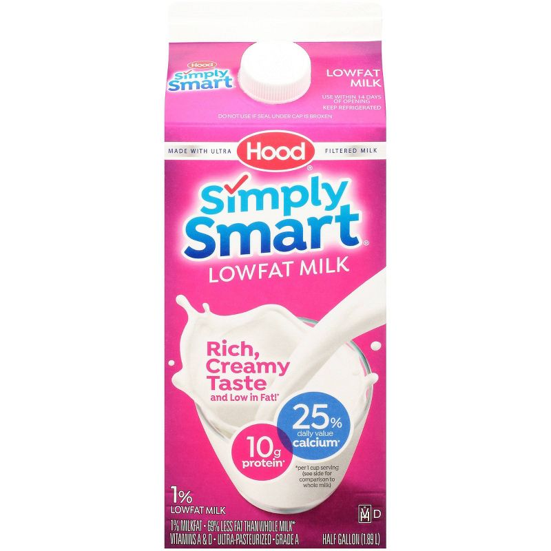 Hood Simply Smart 1% Low Fat Milk - 0.5gal, 1 of 8