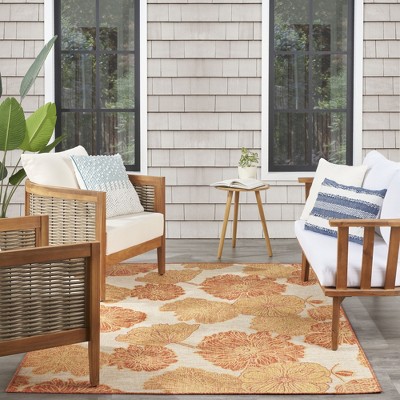 Coral Floral Flatwoven Synthetic 4' x 6' Area Rug