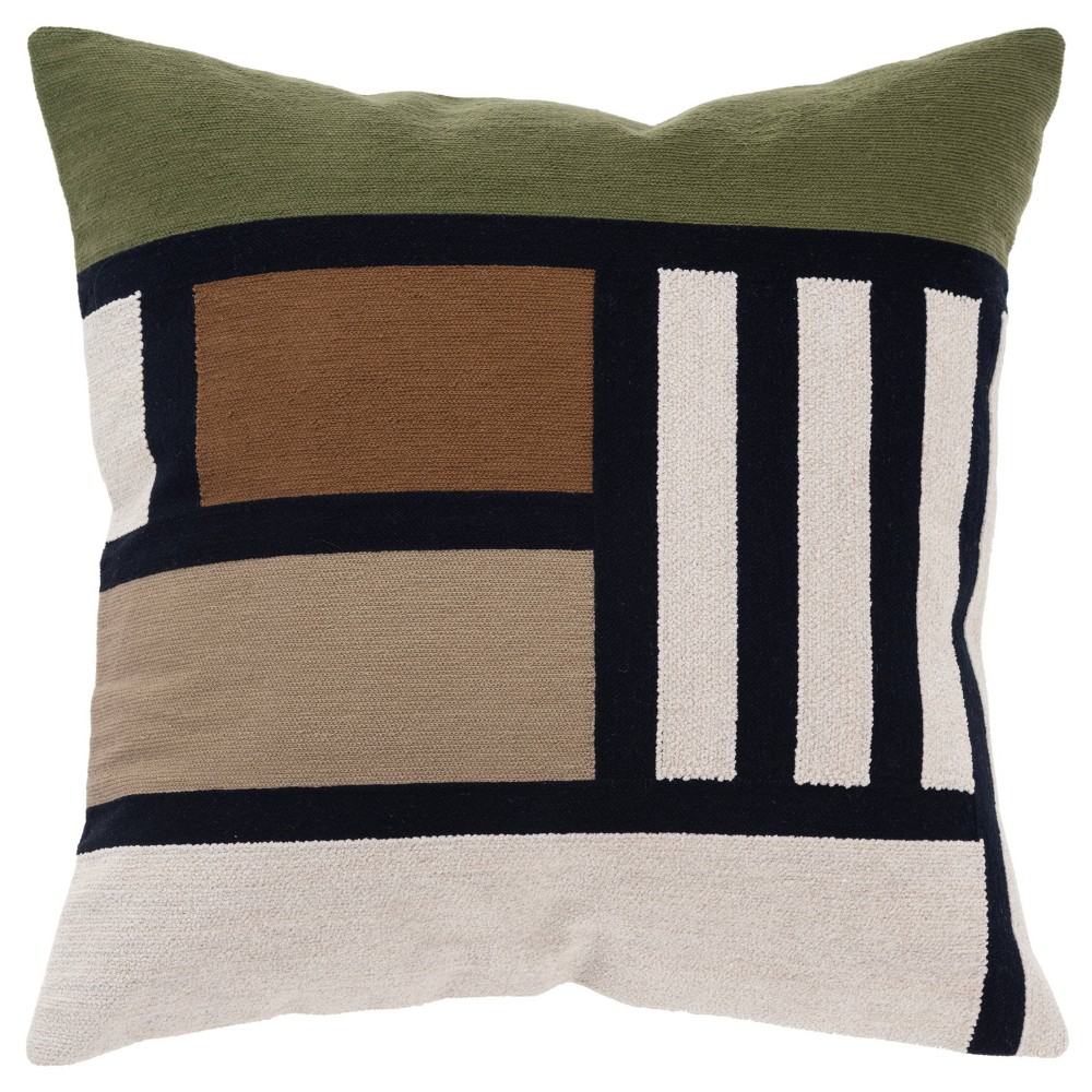 Photos - Pillow 20"x20" Oversize Color Block Square Throw  Cover Black/Brown/Green 