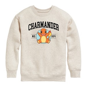 Boys' - Pokémon - Charmander Collegiate- Youth Crew Fleece Sweatshirt Graphic Long Sleeve Fleece Sweatshirt - 1 of 4