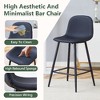 Kumasinova Techno-Fabric Counter Height Bar Stools Set of 2, Upholstered Counter Stools with Rounded Backrest & Black Metal Legs,  Bar Chair Set - 2 of 4