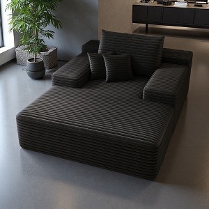 68"x51" Faux Fur Oversized Chaise Lounge Chair with Plush Comfort - 1 of 4