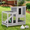 Sandinrayli Indoor Outdoor Rabbit Hutch on Wheels, Rolling Large Bunny Cage with Removable Tray, Ramp, Grey - 2 of 4