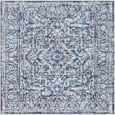 Mark & Day Emma 6'7"x6'7" Square Woven Indoor Area Rugs Navy: Stain-Resistant, Pet Friendly, Traditional Decor
