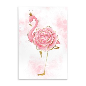Stupell Industries Glam Flamingo Pink Splatter Rose Floral Royal Crown Wall Plaque Art - 1 of 4