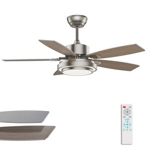 Siljoy 42-in Nickel Ceiling Fan with Nickel or Oak Color Blades Ceiling Fan With Light-Remote Included - 1 of 4