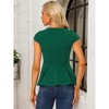 INSPIRE CHIC Women's Elegant Round Neck Cap Sleeve Solid Color Peplum Blouses - 4 of 4