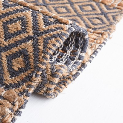 Handwoven Charcoal & Natural Cotton 9' x 12' Area Rug