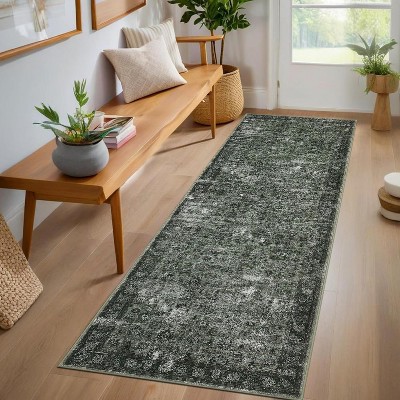 Washable Vintage Boho Area Rug for Living Room Distressed Large Oriental Accent Soft Rug Non-Slip Throw Carpet for Kitchen Office Living Room