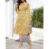 BLUEMING Womens V Neck Long Sleeve Peasant Dress Poet Sleeve Dress Surplice Shirred Waist Tiered Womens Fall Fashion, yellow - M - 3 of 4