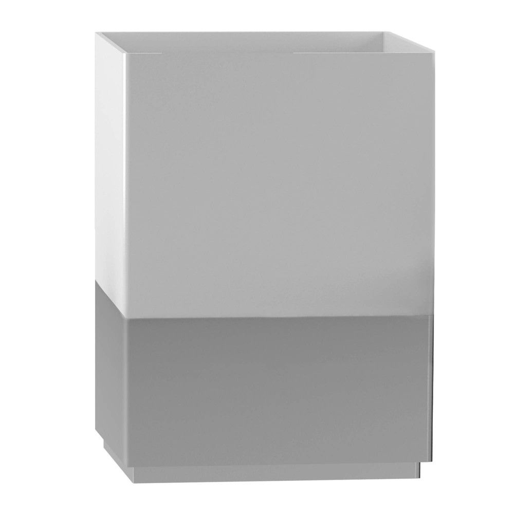 Pure Ceramic Bathroom Wastebasket - Nu Steel: Resin Construction, 6L Capacity, Solid Pattern, 11" Height
