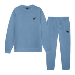 Dalix Butterfly Embroidery Sweatsuit Set Crewneck Jogger Soft Fleece Relaxed Fit Lounge Womens - 1 of 4