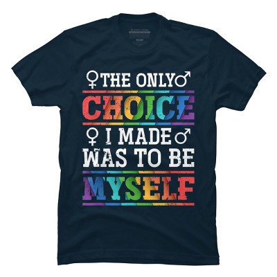 Adult Design By Humans LGBTQ+ Chose To Be Myself Rainbow Text By KangThien T-Shirt