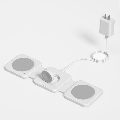 GreenEver Charging Station Magnetic for Mag-Safe Charger Wireless Charger Pad 3 in 1 Foldable for iPhone 12-15 Series Watch 2-9 Air-pods 3/2/Pro
