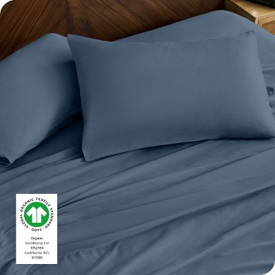 Organic Cotton Twin Sheet Set in Bering Sea Blue
