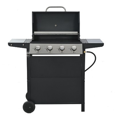 NicBex 4-Burner propane Gas BBQ Grill,34000BTU Output Outdoor Grill with Wheels&Foldable Side Table,Enameled Cast Iron Cooking Grids