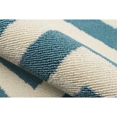 Nautical Luxe Blue Synthetic 27" Indoor/Outdoor Area Rug