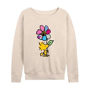 Women's - Peanuts - Woodstock With Flower And Pattern Lightweight French Terry Slouchy - 1 of 4